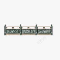 中式浮雕石栏杆中国古风栏杆高清图片