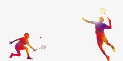 网球比赛彩色创意网球人物剪影高清图片