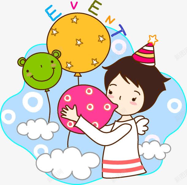 吹气球的漂亮女孩png免抠素材_88icon https://88icon.com 卡通 可爱的 小女孩 彩色的 插图 气球 玩耍的