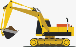 挖土机手绘建筑工程车辆挖土机矢量图高清图片