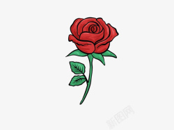 布料手绘一支红色玫瑰高清图片