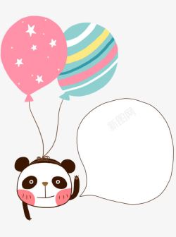 卡通熊猫气球背景素材
