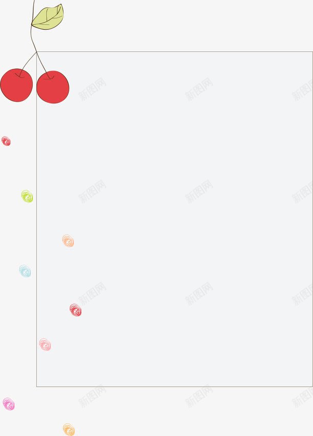 樱桃边框png免抠素材_88icon https://88icon.com AI 卡通 彩色圆点 手绘 樱桃 水果 照片墙 红色 边框