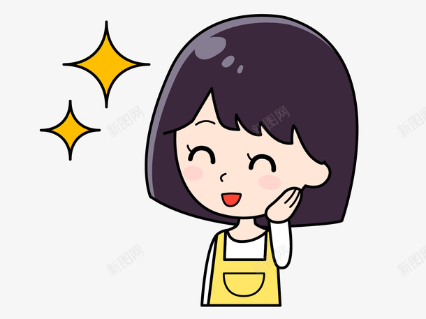 眯着眼睛微笑的卡通女孩png免抠素材_88icon https://88icon.com 人物 卡通 可爱的 图案 女孩 巧克力女孩 微笑 星星 漂亮的