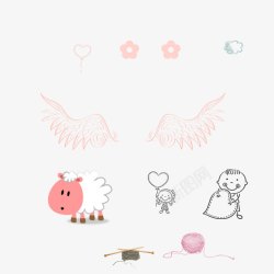 卡通绵羊背景粉色手绘翅膀孩子高清图片