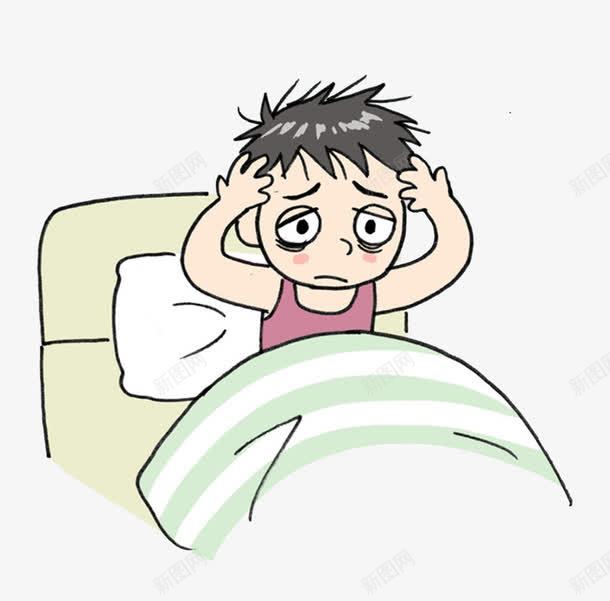 卡通睡眠不足的人png免抠素材_88icon https://88icon.com 人物漫画 卡通人物 失眠 床 枕头