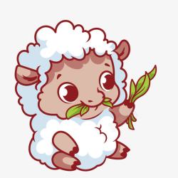 可爱小羊手绘卡通小羊吃草高清图片