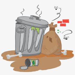 垃圾桶里的脏污流落在地素材