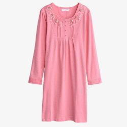 粉色长袖纯棉睡裙素材