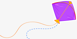 紫色卡通飞舞风筝素材