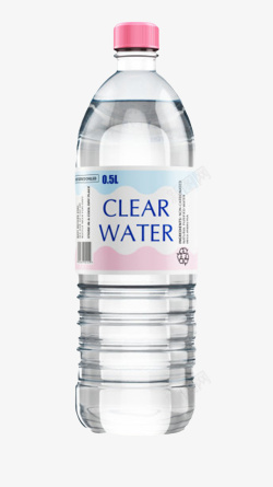 透明解渴带贴纸说明的塑料瓶饮用素材