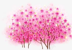 粉色卡通梦幻春天树木素材
