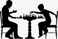 下棋剪影黑色手绘下棋剪影图标高清图片
