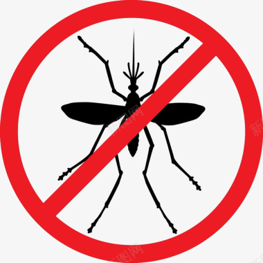 卡通简约红色禁止蚊子传染病毒图图标图标