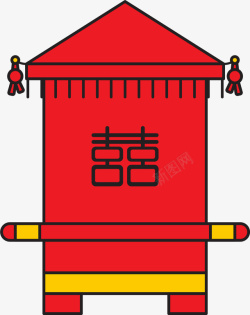 红色中国风双喜轿子素材