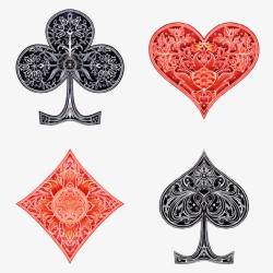 欧美创意设计扑克黑红齐全卡片高清图片