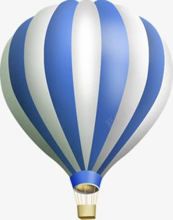蓝色卡通条纹热气球装饰手绘素材