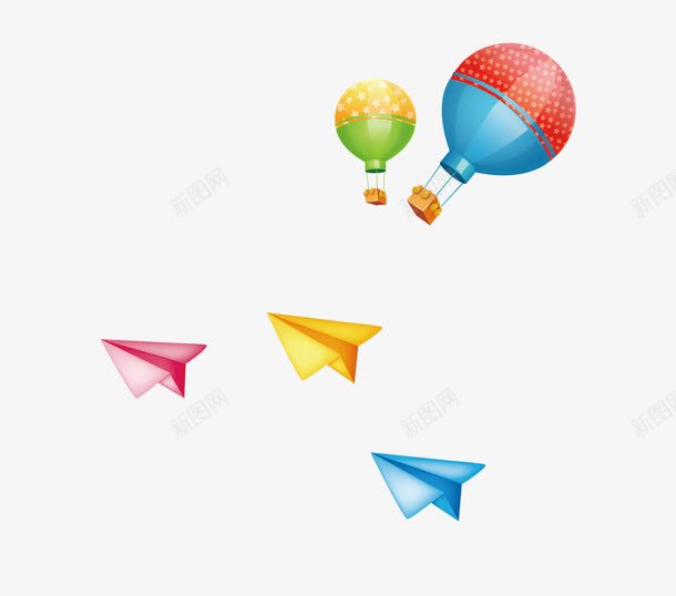 纸飞机热气球png免抠素材_88icon https://88icon.com 卡通气球 卡通飞机 学生开学海报设计素材 纸飞机图案