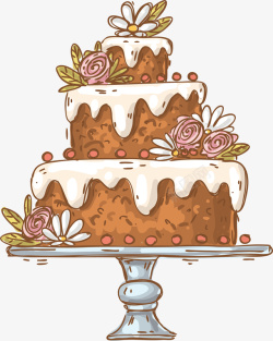 婚礼蛋糕手绘手绘卡通三层蛋糕婚礼蛋糕高清图片