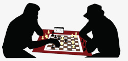 下棋剪影手绘下棋剪影高清图片