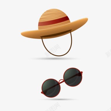 旅游宣传指示牌旅行社旅行帽子太阳镜图标素图标
