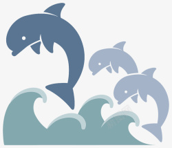 跃起的鱼海豚插画高清图片