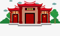 红色中国风喜字建筑素材