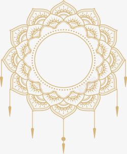 金色曼陀罗花纹标题框素材