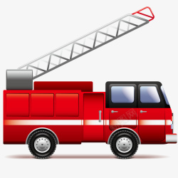 红色的梯子红色消防车卡通插画矢量图高清图片