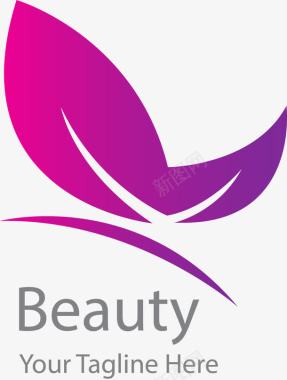 紫红色背景蝴蝶形状logo图标图标