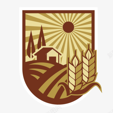 农业稻田麦穗大麦logo矢量图图标图标