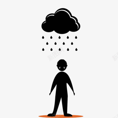 下雨的郁闷的男子图标图标