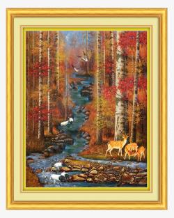风景油画设计素材欧式油画相框高清图片