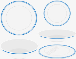 蓝色线条边框餐具矢量图素材