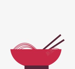 红色扁平碗筷素材