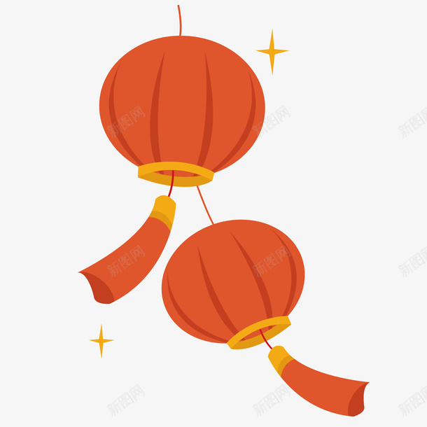 两个扁平化的灯笼矢量图ai免抠素材_88icon https://88icon.com 庆典 庆国庆灯笼 扁平化 文化 灯笼 矢量图 节日 装饰