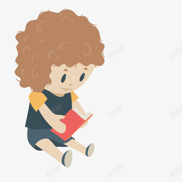 卡通手绘看书的的孩子png免抠素材_88icon https://88icon.com 动画 卡通手绘 可爱的 女孩 孩子 看书的学生
