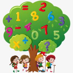 孩子们在树上和数字矢量图素材