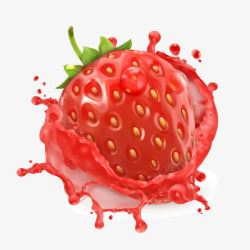 红色果汁喷溅的草莓汁高清图片