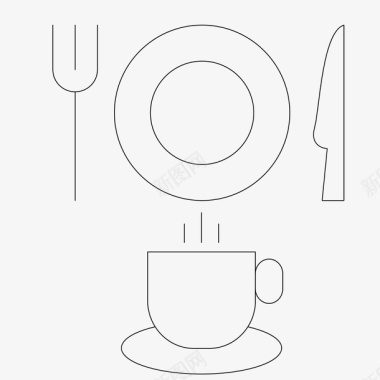 鬼屋轮廓西餐甜点美食餐具咖啡图标矢量图图标