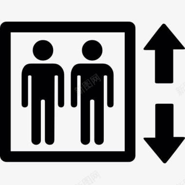 电梯乘坐图标电梯和两个人标志图标图标