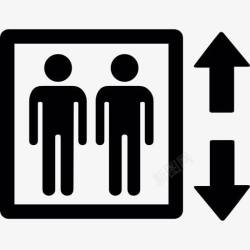 电梯乘坐图标电梯和两个人标志图标高清图片