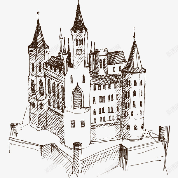 手绘素描欧式中世纪城堡建筑png免抠素材_88icon https://88icon.com 中世纪 动漫 动画 古典建筑 古堡素描 城堡建筑 建筑物 手绘 欧式 素描
