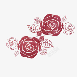 平面设计边框红色玫瑰花矢量图高清图片