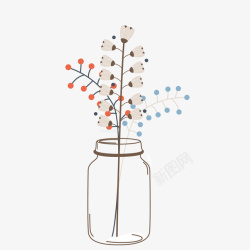 质感瓶子花在花瓶中装饰案矢量图高清图片