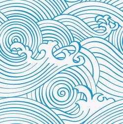 无缝拼接素材蓝色海浪花纹无缝拼接矢量图高清图片