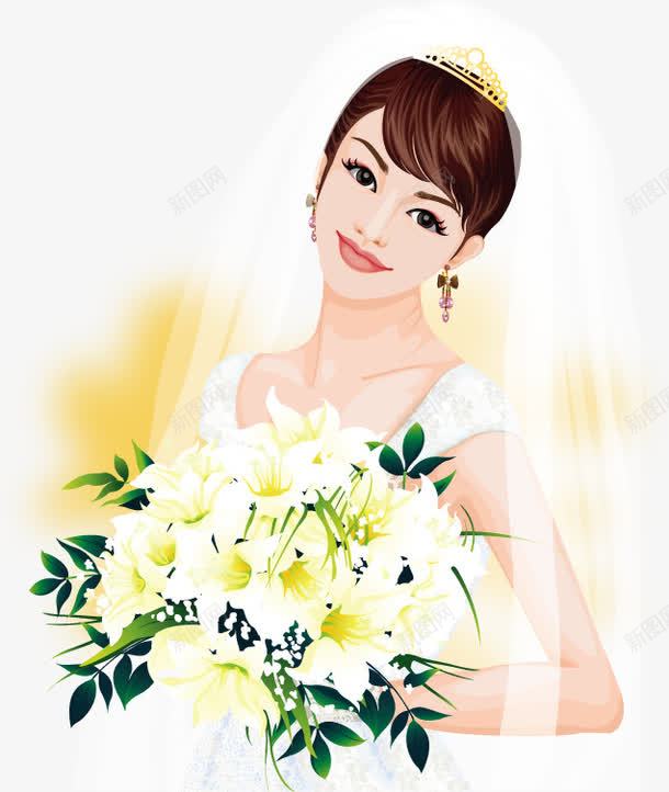 幸福的穿白纱的新娘png免抠素材_88icon https://88icon.com 婚礼 婚纱 捧花 新娘 白纱 结婚