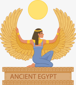 古老埃及翅膀人物矢量图素材