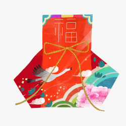 手绘春节红包插图素材