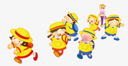 可爱卡通一群小黄帽素材